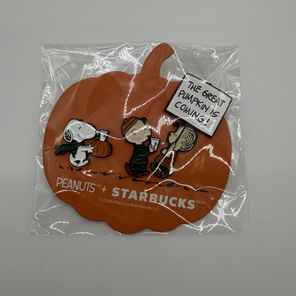 Limited Edition Starbucks Peanuts The Great Pumpkin Enamel Pin Set 2026 NWT